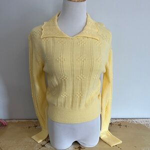 Simple Retro Jasmine Cable Polo Knit Sweater